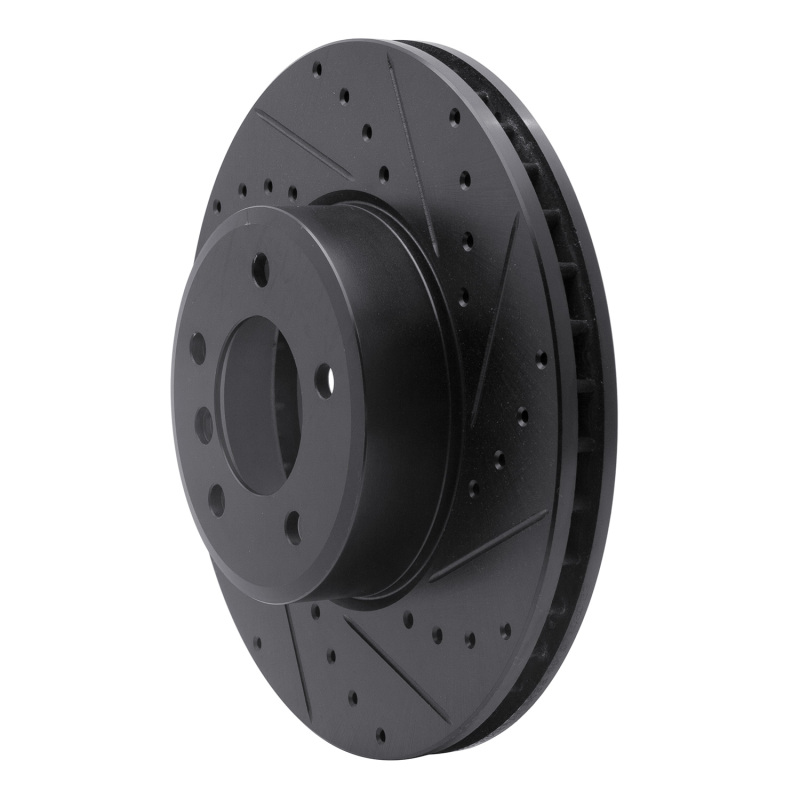 BMW 528I xDrive Brake Rotor (1) - Front Right - R1 Concepts - Drilled & Slotted - Black - `04-`10